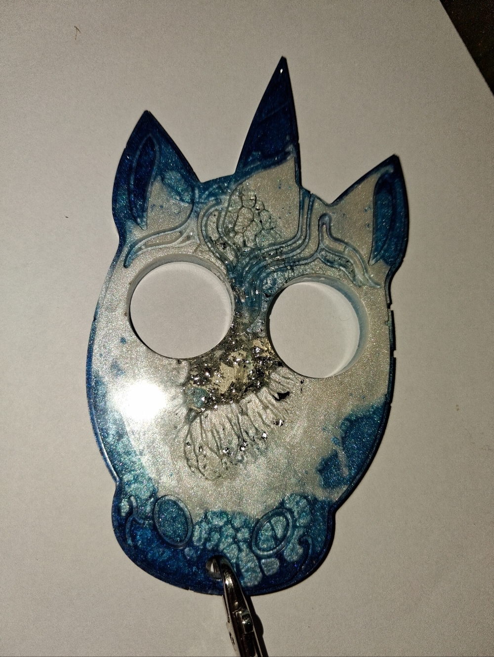 Blue & White Geode Unicorn Safety Keychain